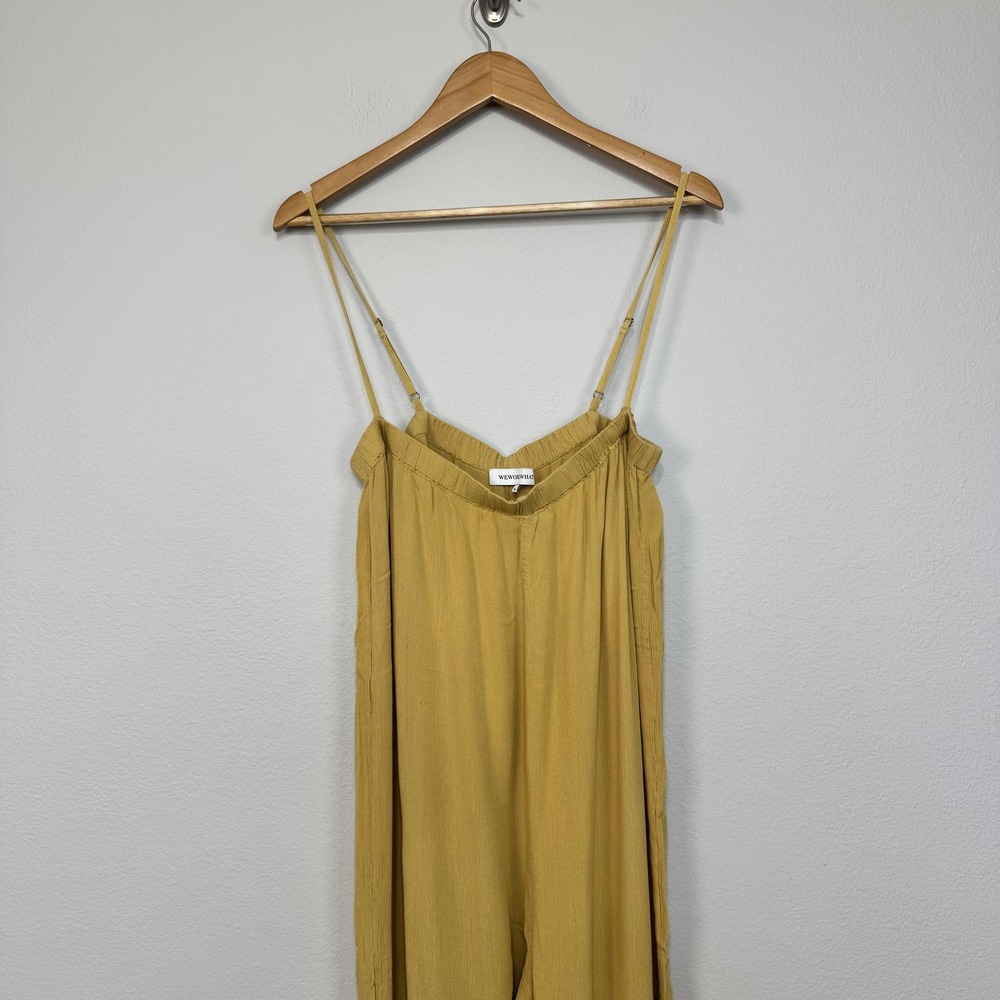 WeWoreWhat Jumpsuit Women's Medium Yellow Bohemian Wide Leg Adjustable Straps - Picture 2 of 15